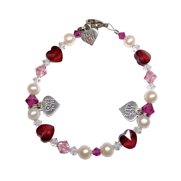 Hand Crafted Jewelry - Hand Crafted Swarovski Crystal 925 Sterling Bracelet W/ Freshwater Pearls